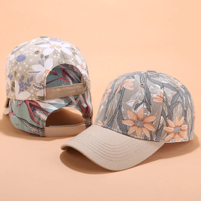 Flor impressão mulheres boné de beisebol feminino ajustável snapback chapéu verão moda ao ar livre sol viseiras senhoras gorro casquette gorras