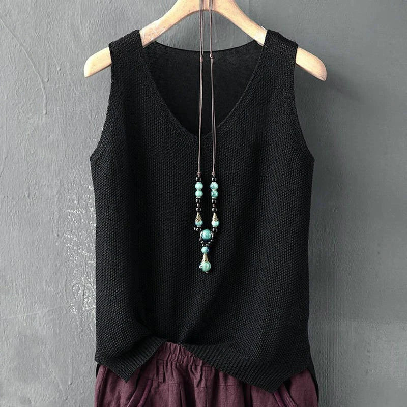 Blusa Feminina Sem Mangas com Gola V