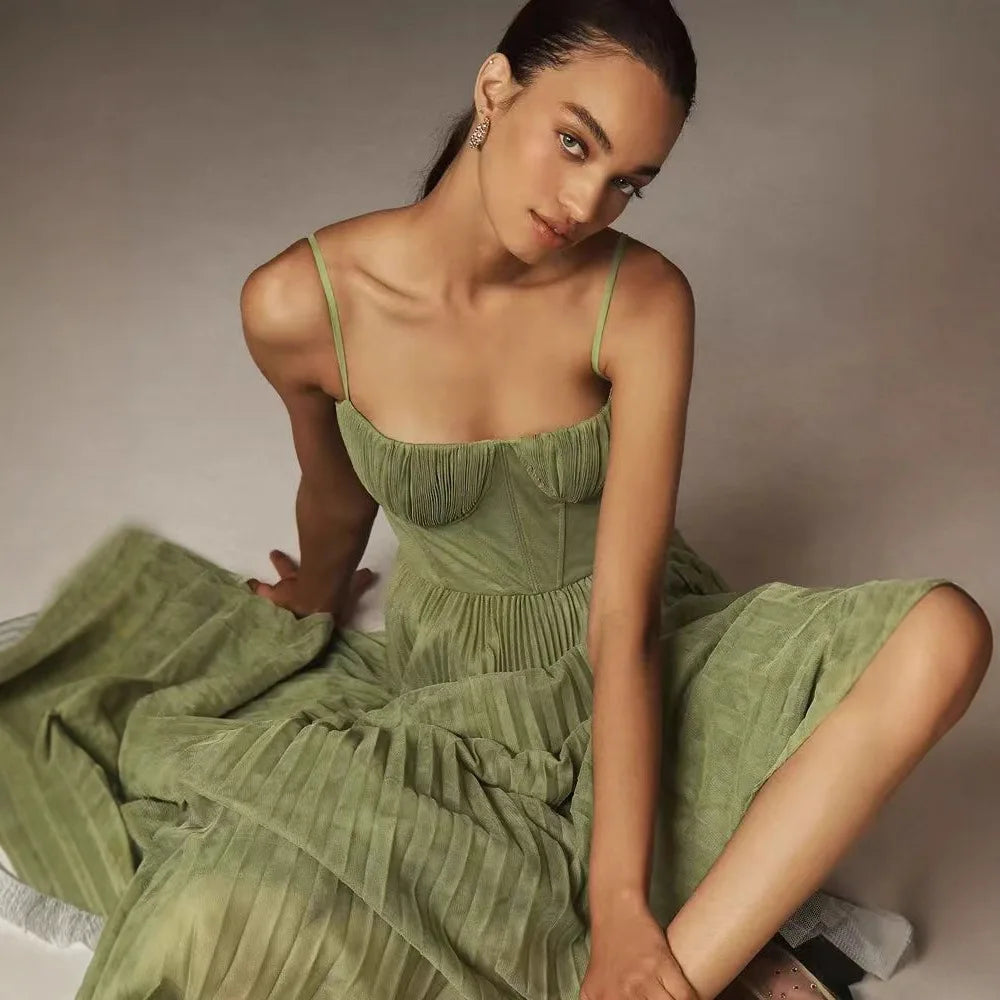 Vestido Maxi Vert - Estilo elegante com charme francês