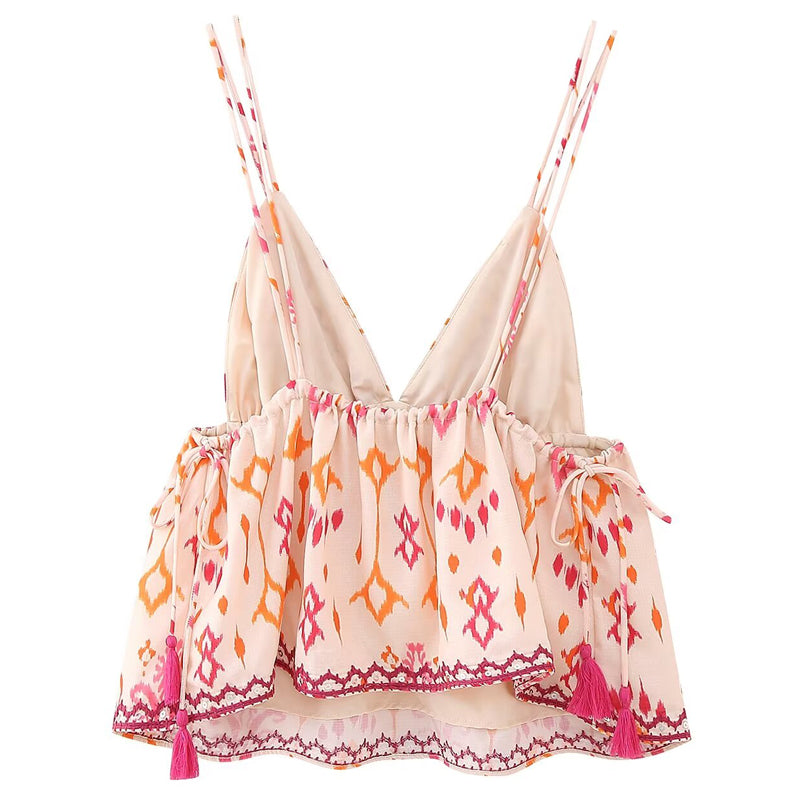 Blusa Regata Estampada com Alças Elegante