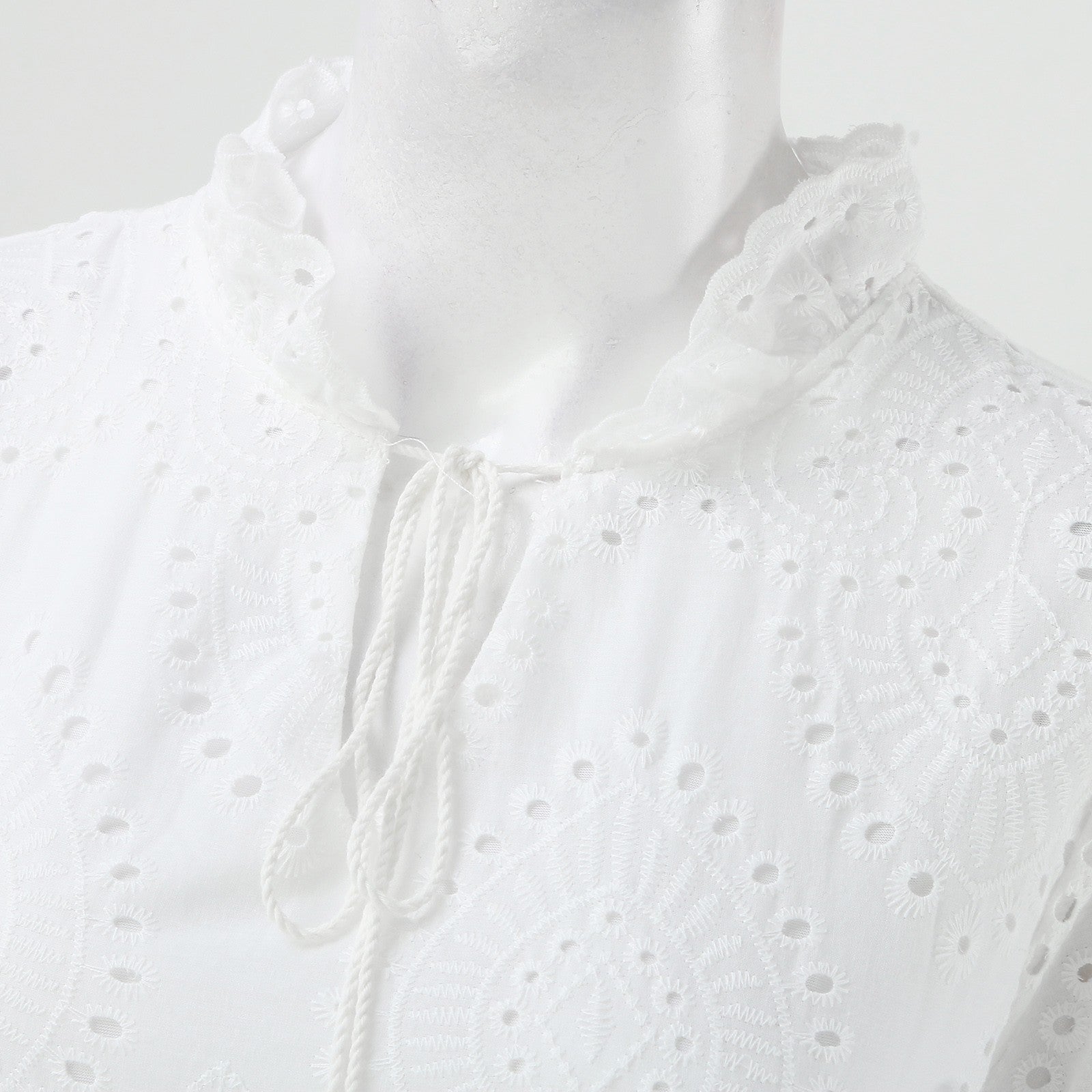 Vestido Longo bordado Laise de Algodão gola V