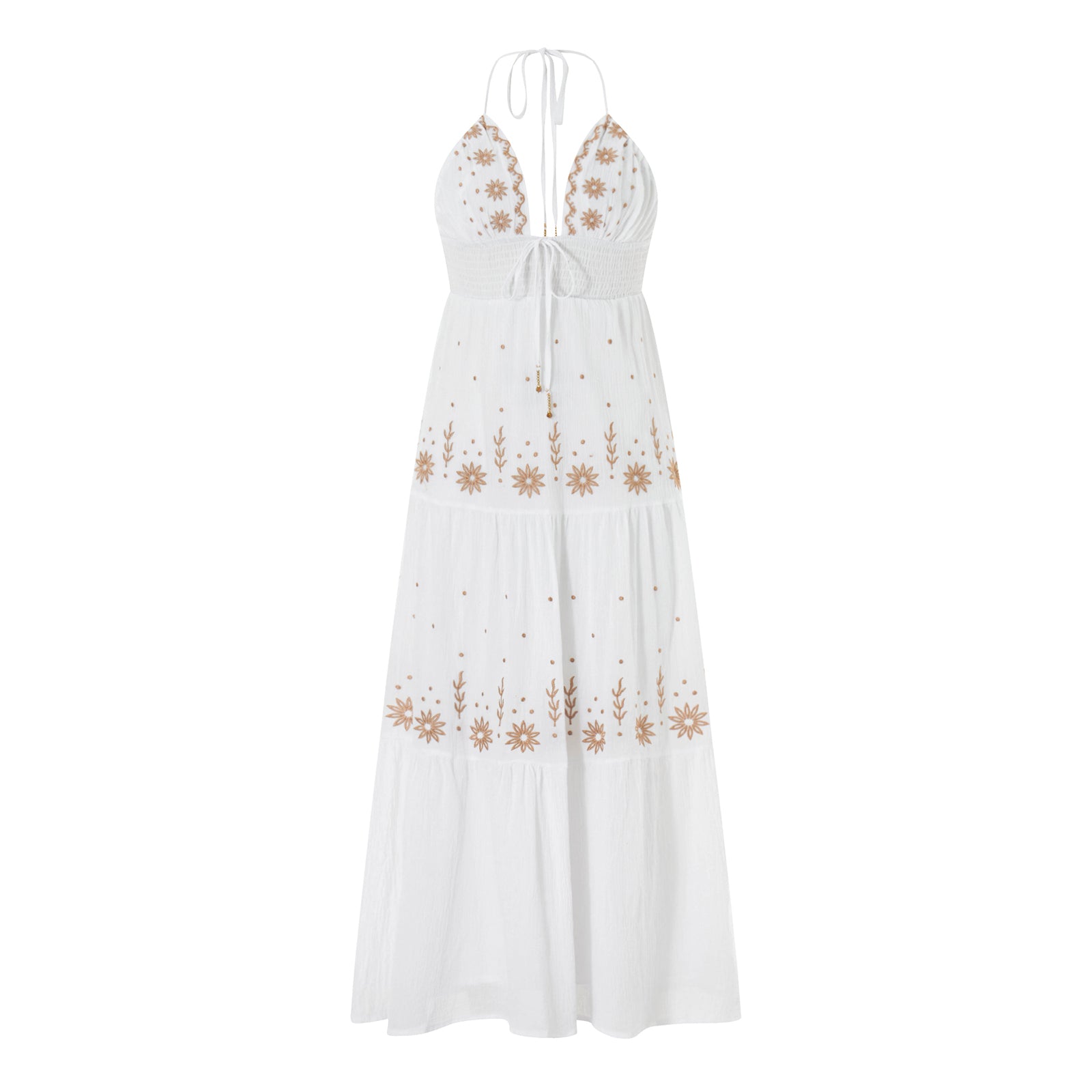 Vestido Longo Feminino com Bordado Floral