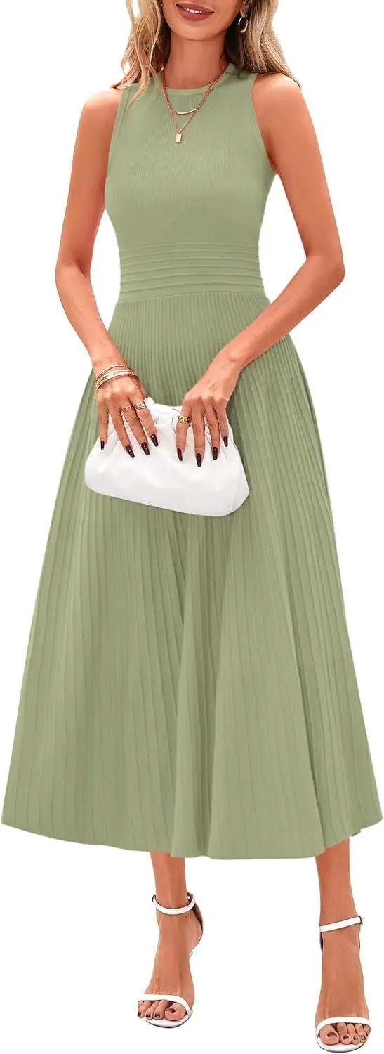 Vestido Casual Midi Sem Mangas Marseille