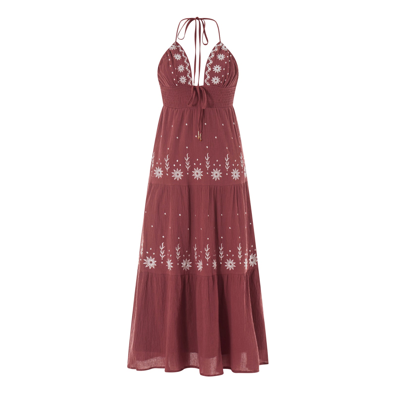 Vestido Longo Feminino com Bordado Floral