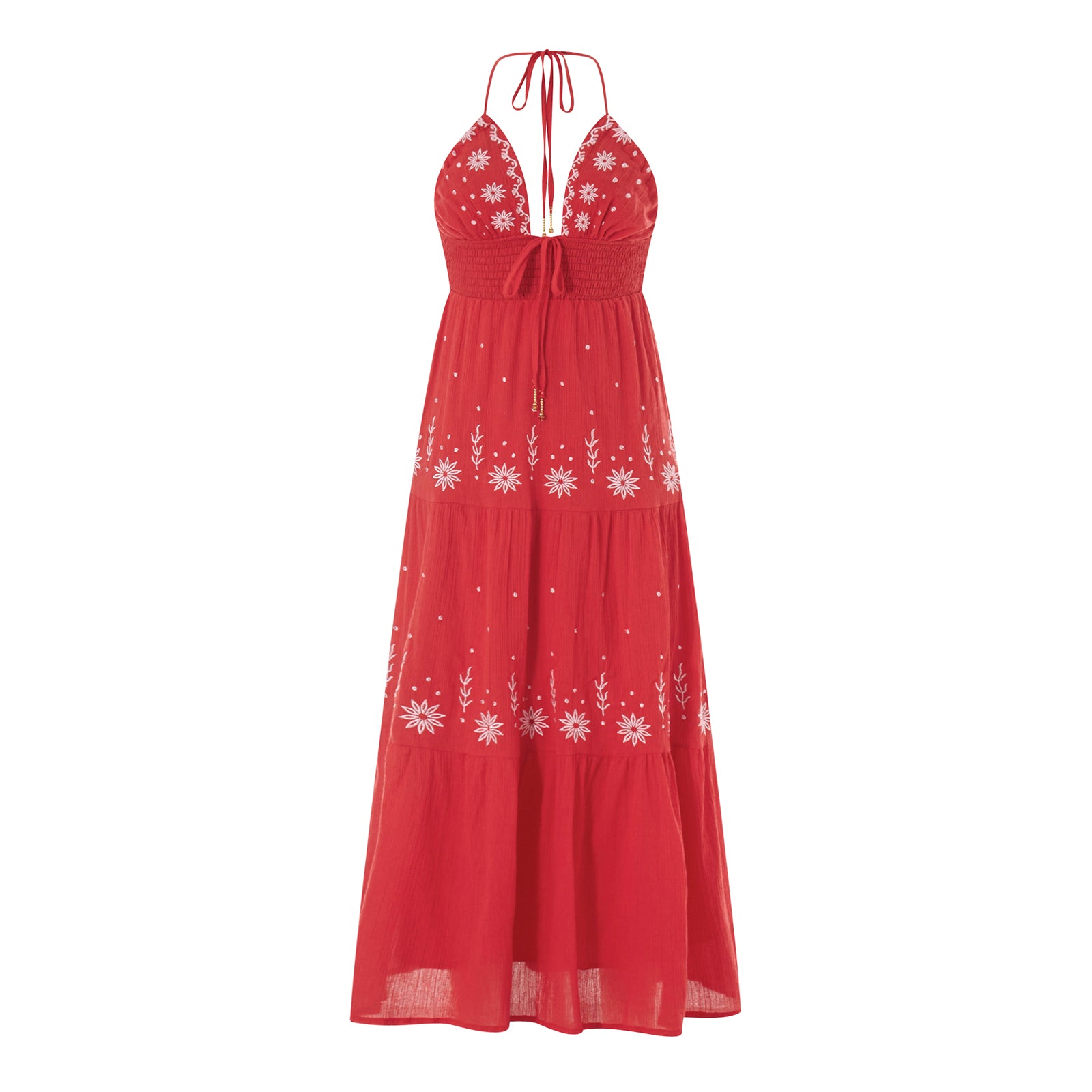 Vestido Longo Feminino com Bordado Floral
