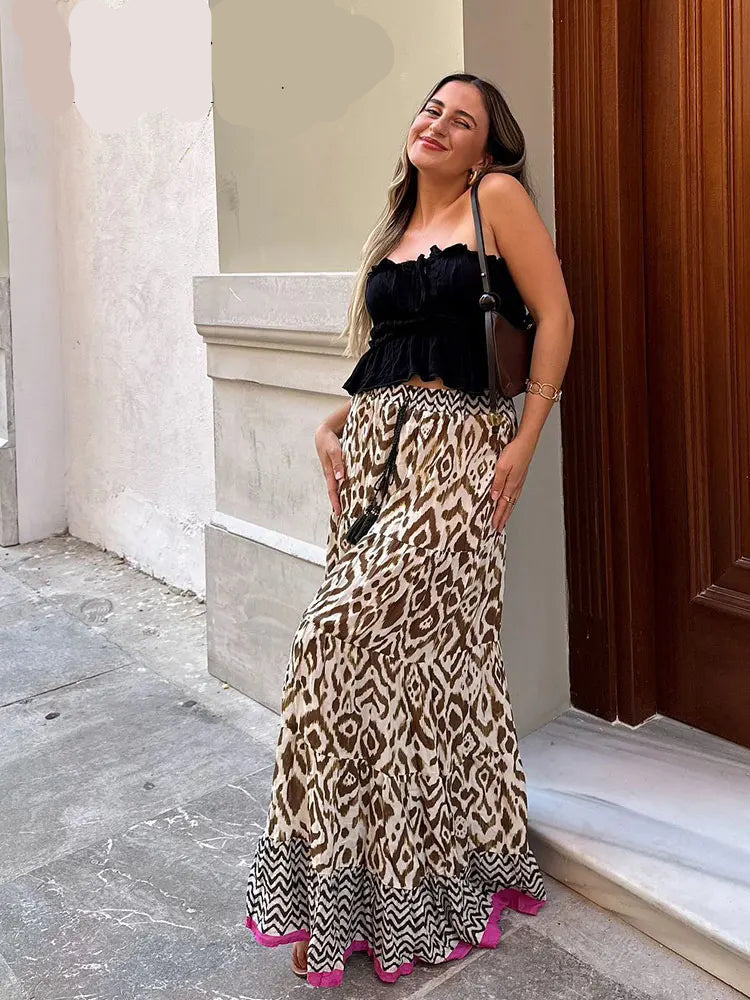 Saia Longa Boho com Estampa de Marmorizada