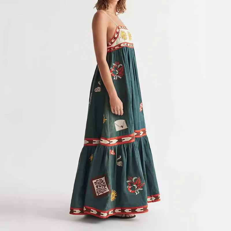 Vestido Longo Estampado Sem Mangas