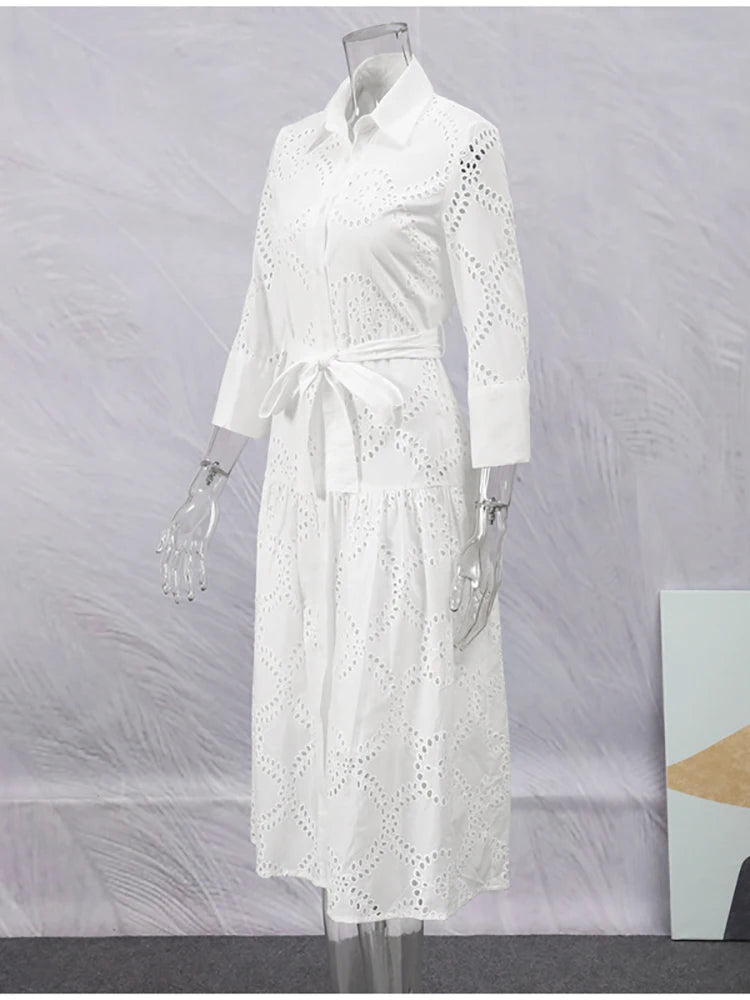 Vestido de Laise Branco Midi