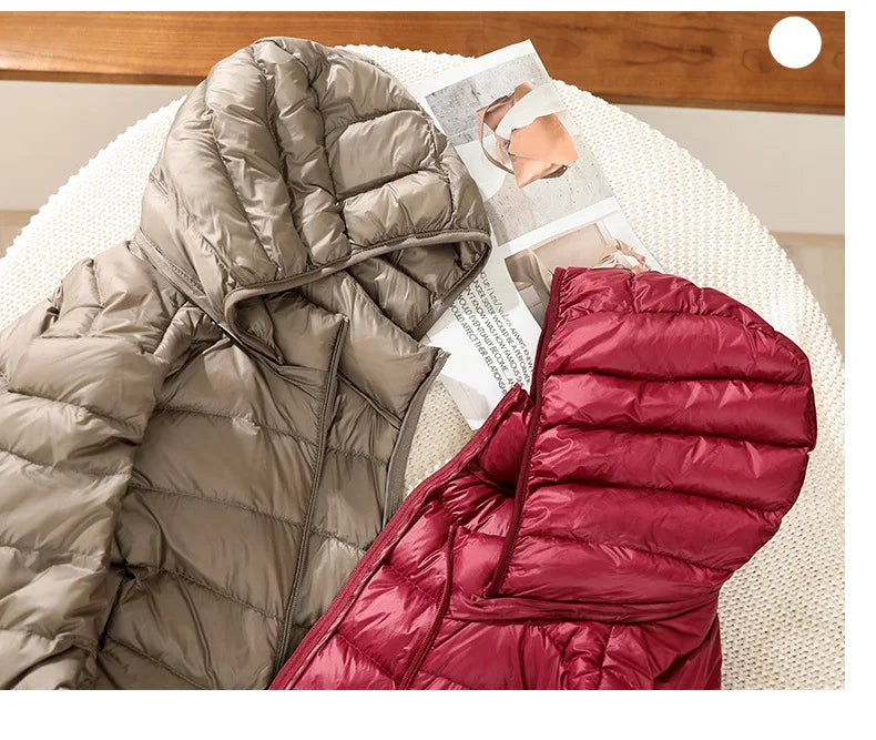 Mulheres de inverno fino para baixo casacos remover com capuz parka cor sólida feminino longo luz fina outerwear senhora moda quente puffer jaquetas