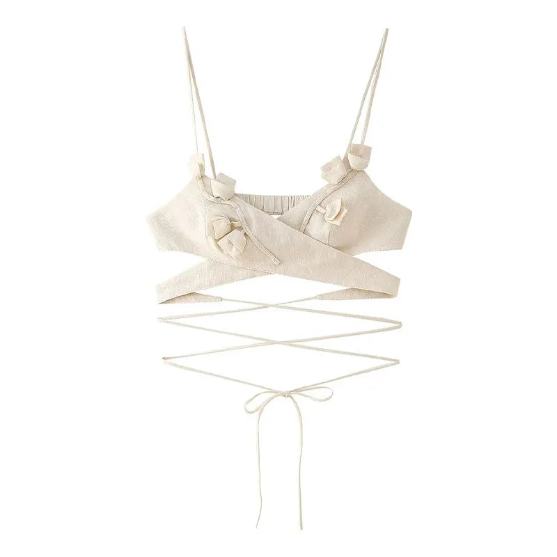 Top Feminino Elegante com Laços e Renda