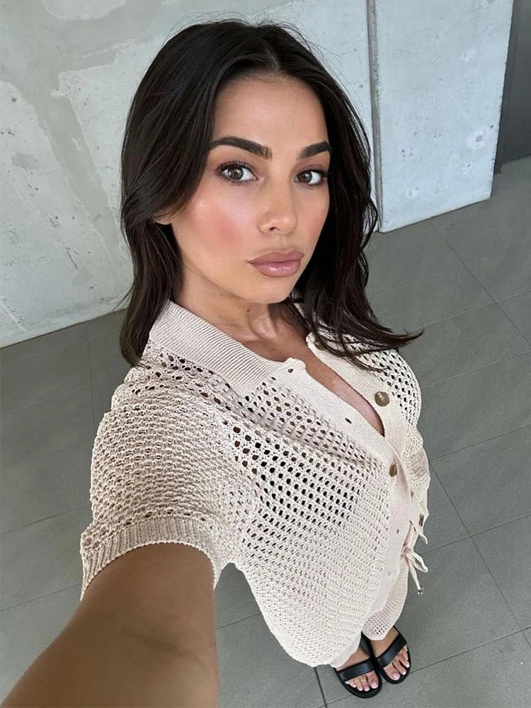 Conjunto Calça e Blusa de Malha Aberta