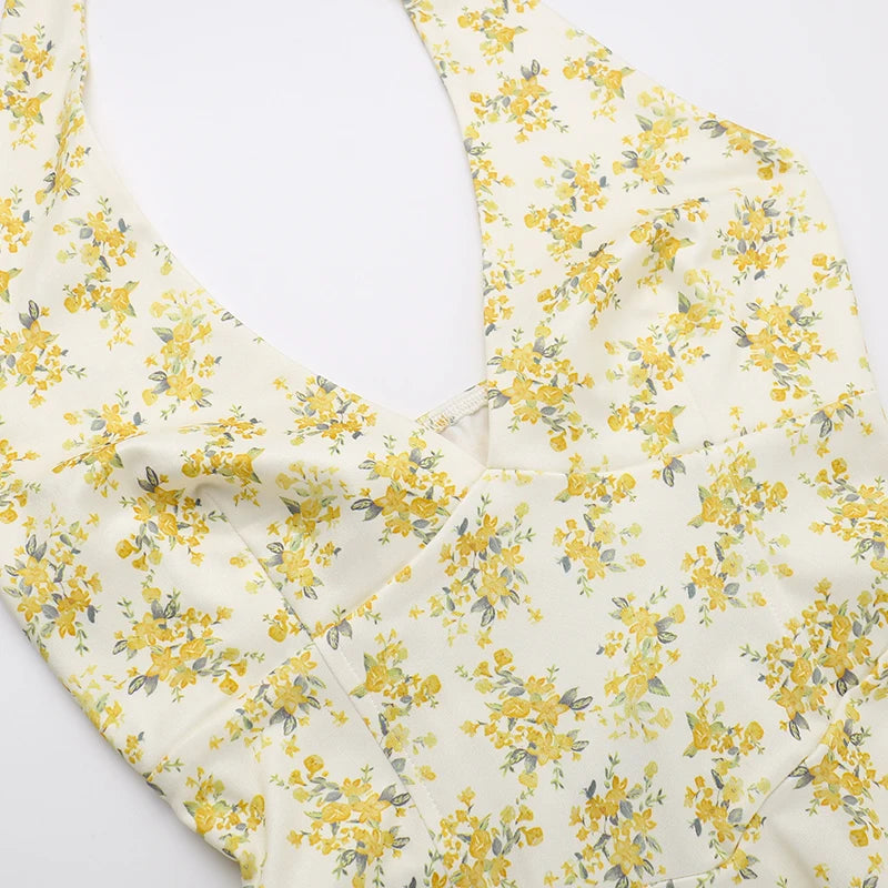 Vestido Midi Floral Elegante com Decote V