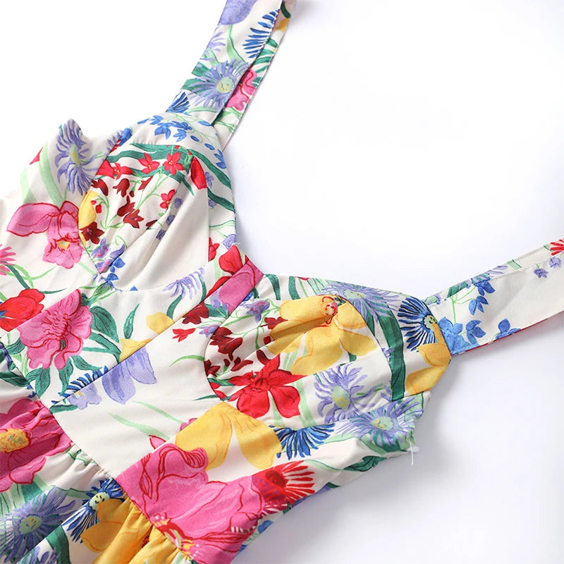 Produto Elegante vestido de deslizamento estampado feminino, sem mangas, sem encosto, solto feminino Maxi vestidos, vestido de senhora de férias, nova moda, verão, 2024 - 1