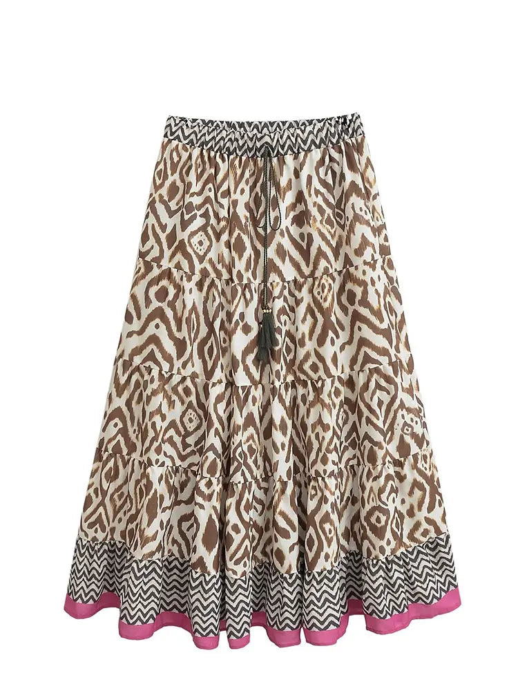 Saia Longa Boho com Estampa de Marmorizada