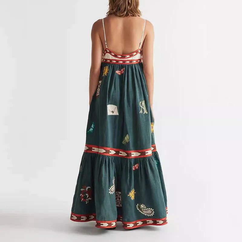 Vestido Longo Estampado Sem Mangas