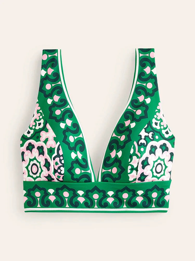Conjunto de Biquíni Sexy Estampado Verde