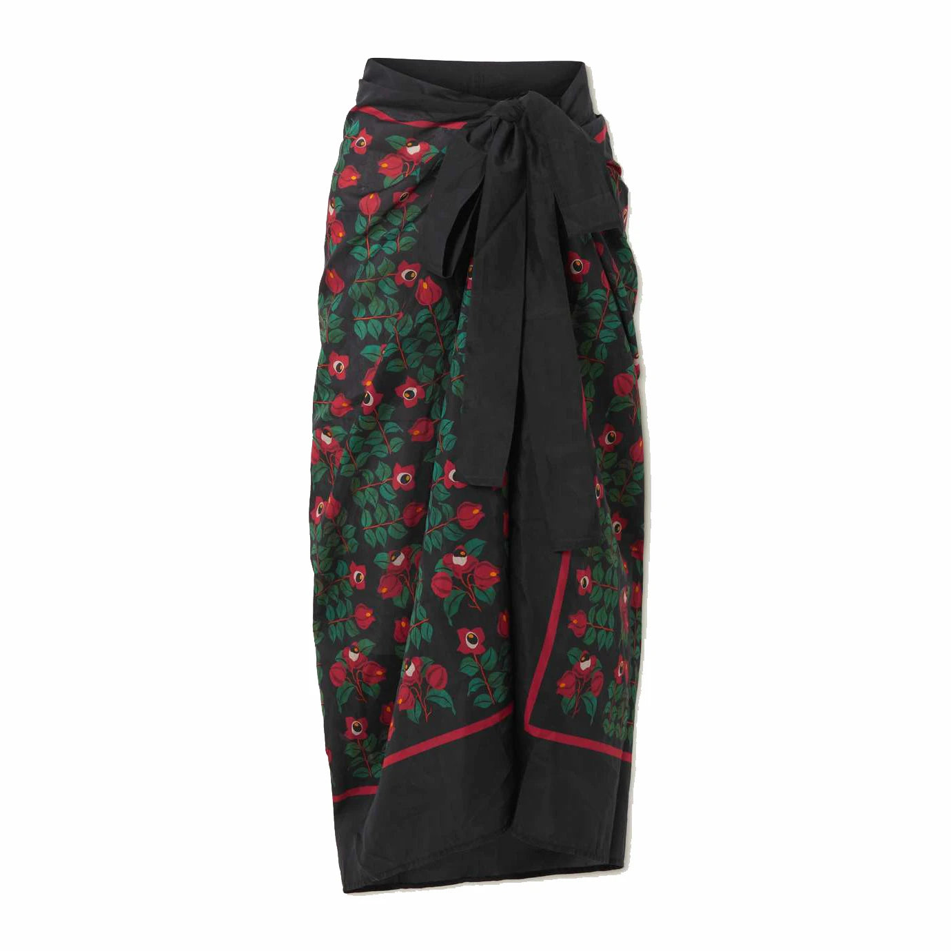 Conjunto Maiô e Canga Preta com Floral Elegante