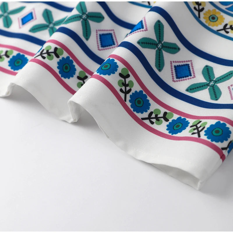 Produto Vestido maxi estampado em flores feminino, gola V, manga lanterna, vestido longo em linha A feminino, robe sexy, primavera, verão, praia, moda, novo, 2024 - 1