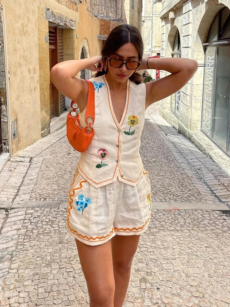 Conjunto Feminino Floral de Verão