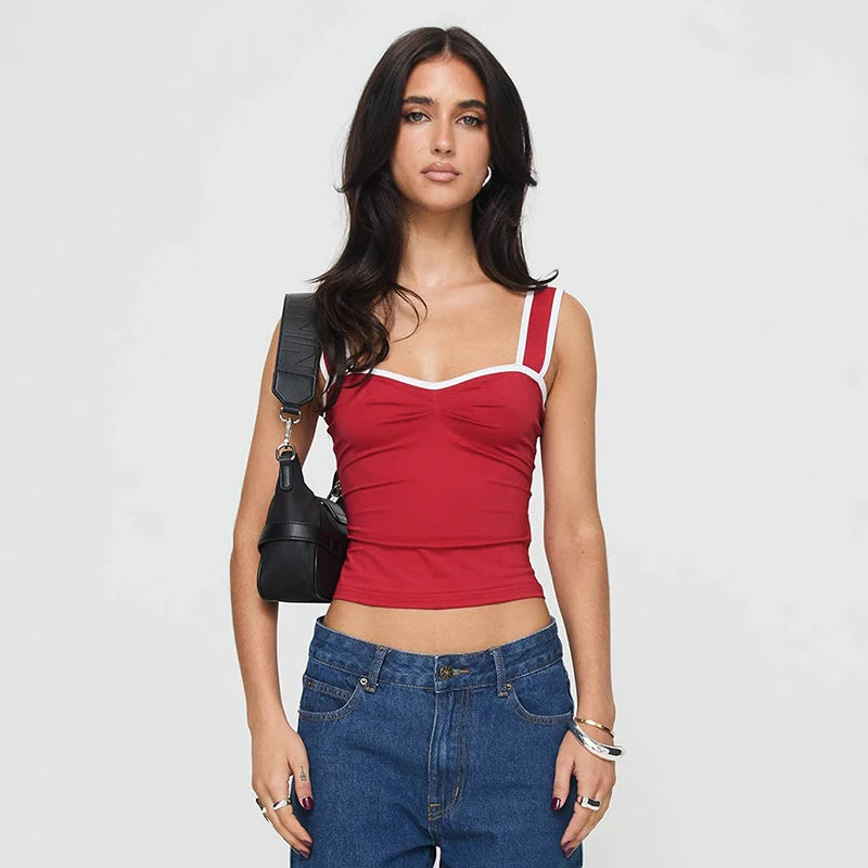 Blusa Feminina de Alças Largas e Decote Quadrado