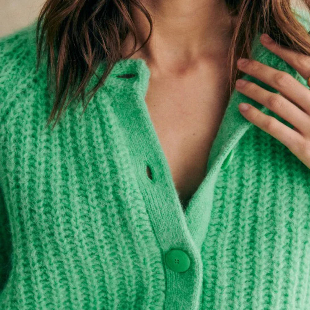 Thorn Tree-Cardigã feminino monocromático de malha, suéteres vintage, botão casual, gola redonda, jaqueta solta, tops, outwear, primavera, outono, Y2K, 2022