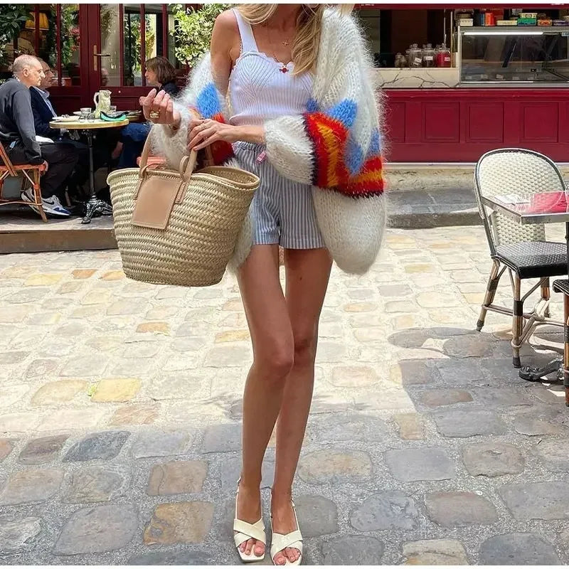 Cardigan Branco com Listras