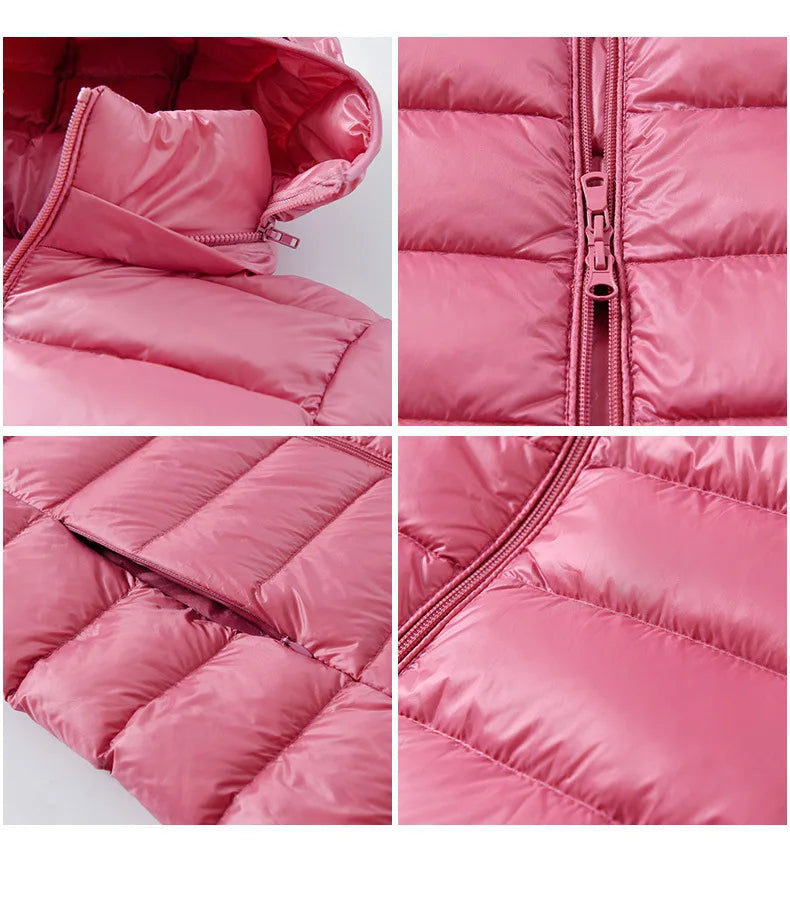 Mulheres de inverno fino para baixo casacos remover com capuz parka cor sólida feminino longo luz fina outerwear senhora moda quente puffer jaquetas