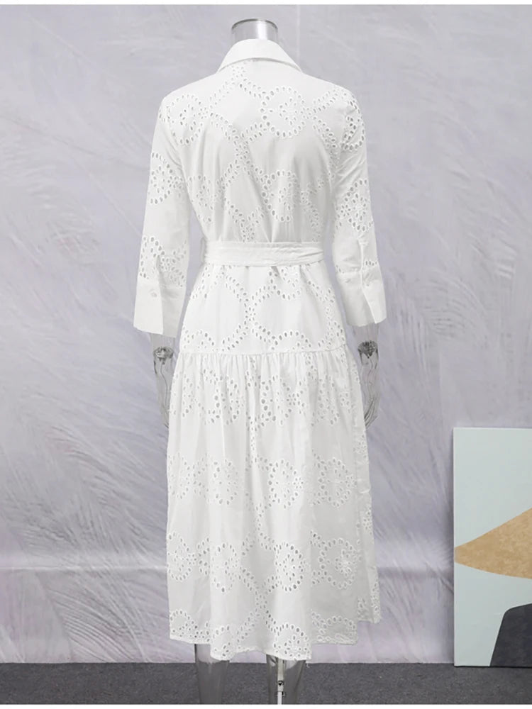 Vestido de Laise Branco Midi