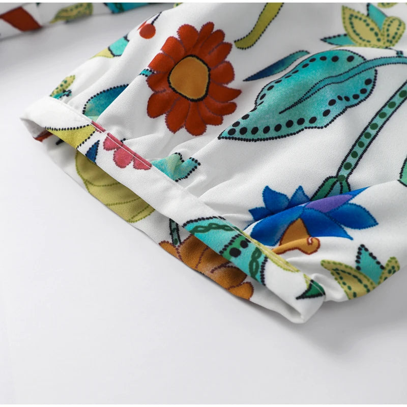 Produto Vestido maxi estampado em flores feminino, gola V, manga lanterna, vestido longo em linha A feminino, robe sexy, primavera, verão, praia, moda, novo, 2024 - 1