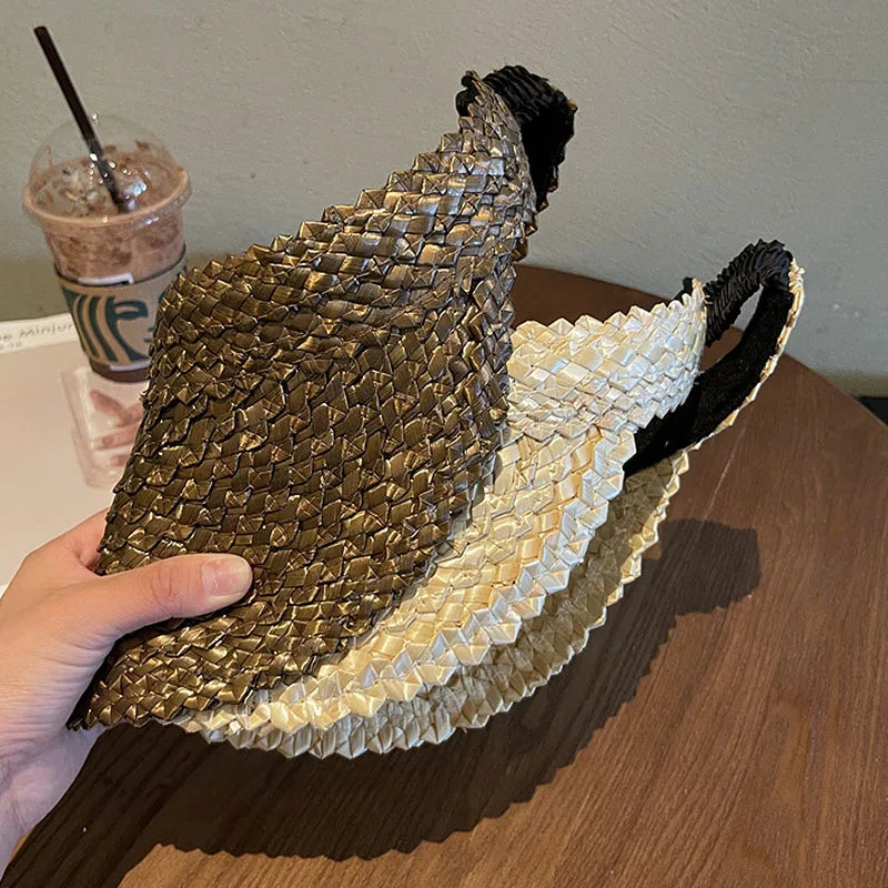 Viseira de Palha Natural com Aba Larga