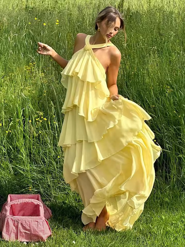 Vestido Maxi de babados Mikonos