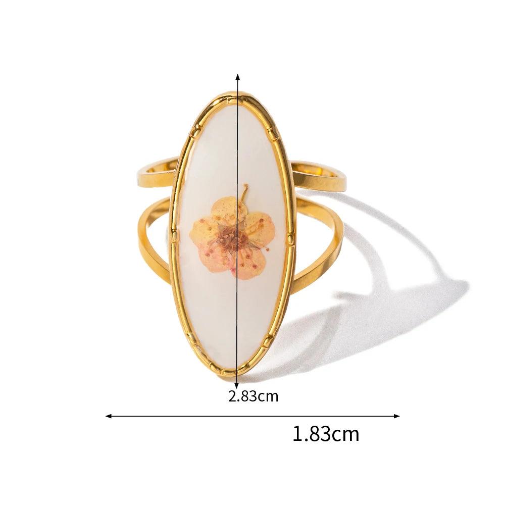 Anel Flores Ajustável Banhado à ouro