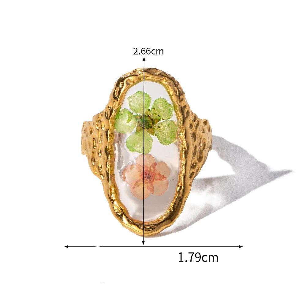 Anel Flores Ajustável Banhado à ouro