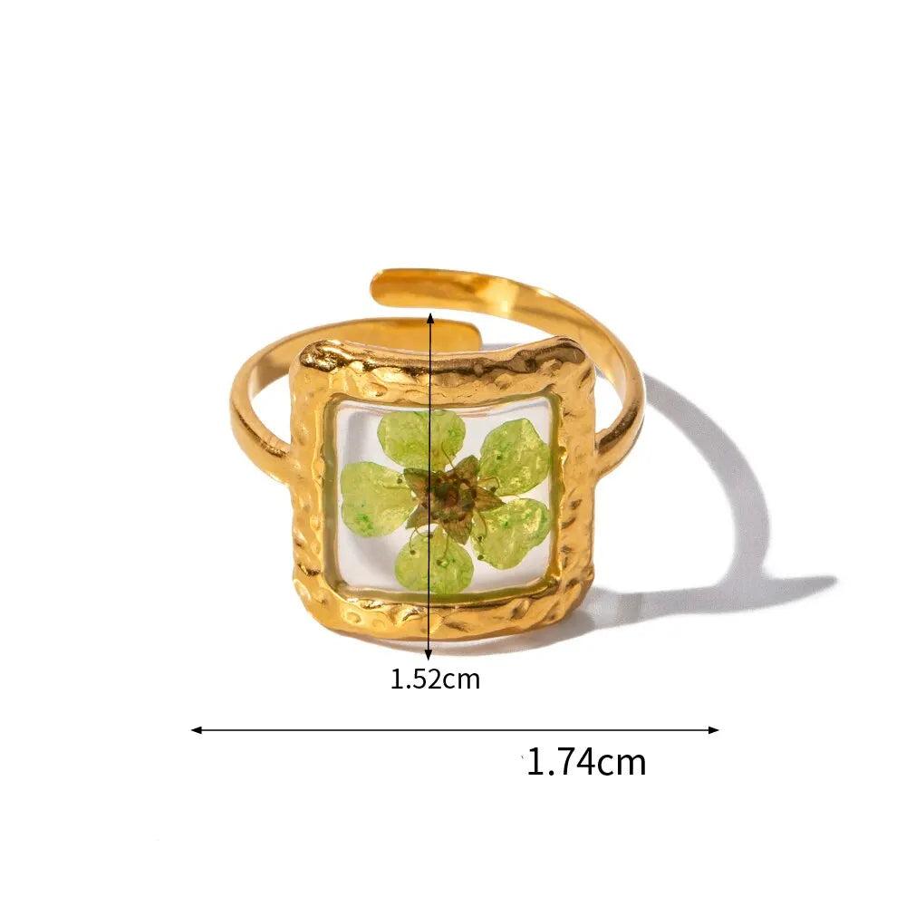 Anel Flores Ajustável Banhado à ouro