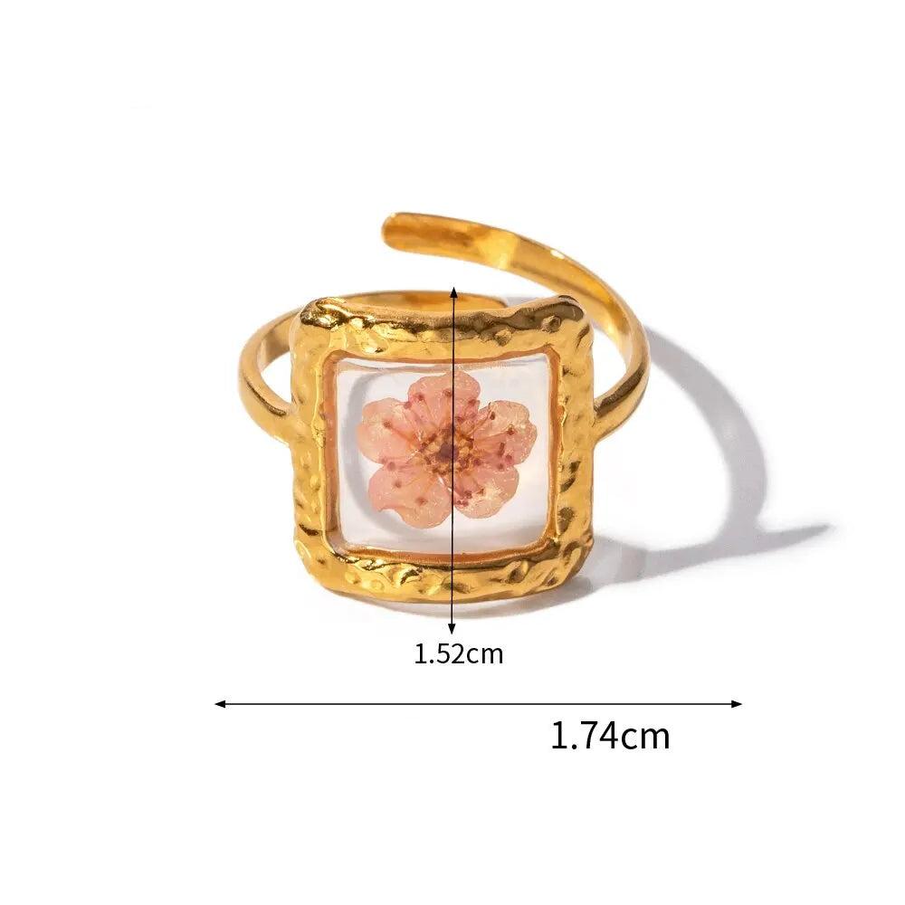 Anel Flores Ajustável Banhado à ouro