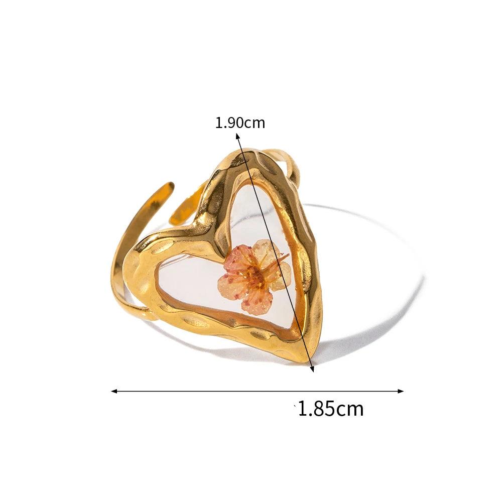 Anel Flores Ajustável Banhado à ouro