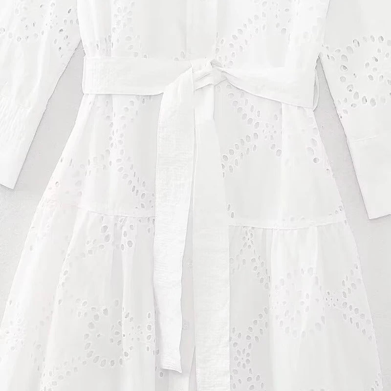 Vestido de Laise Branco Midi