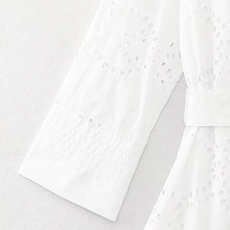 Vestido de Laise Branco Midi